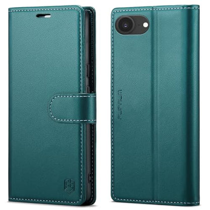 FLIPALM Wallet Case for iPhone 16e, Green | Card Holder, RFID Blocking, PU Leather Folio Flip, Kickstand, Protective Shockproof Cover - color: Green