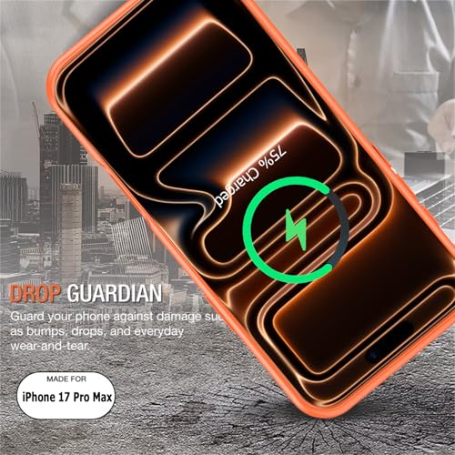 Battery Case for iPhone 17 Pro Max,12000mAh Rechargeable Portable Charging Case with Wireless Charging Compatible for iPhone 17 Pro Max (6.9inch) with Carplay Extend Battery Pack Charger Cover -Orange - size: iPhone 17 Pro Max-Orange