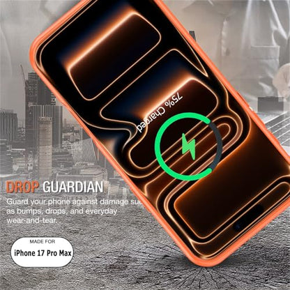 Battery Case for iPhone 17 Pro Max,12000mAh Rechargeable Portable Charging Case with Wireless Charging Compatible for iPhone 17 Pro Max (6.9inch) with Carplay Extend Battery Pack Charger Cover -Orange - size: iPhone 17 Pro Max-Orange