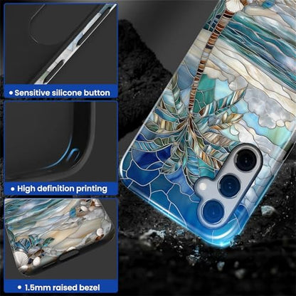 Case for Samsung Galaxy S26, 2 in 1 PC Hard Shell & Silicone Inner Bumper, Anti-Scratch Full-Body Cover Shockproof Slim Design -Beach Palm Tree - color: Beach Palm Tree, size: Galaxy S26