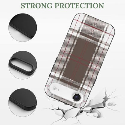 Red Gray White Tartan Plaid ScottishAnti-Yellowing Soft TPU Phone Case for iPhone 17, Shockproof and Scratch-Resistant Case - color: black-style-137