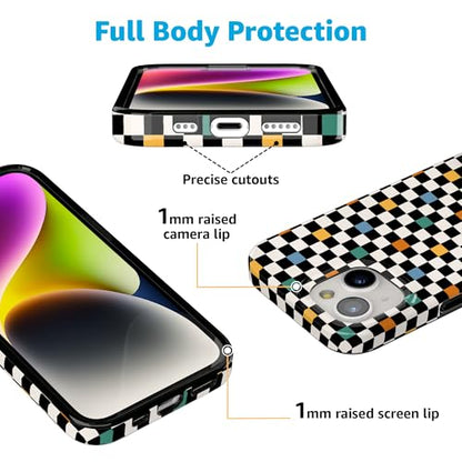 Casely iPhone 15 Plus Case | Old Skool | Retro Checkerboard | Compatible with MagSafe | Classic Ultra Slim Design - color: Old Skool | Retro Checkerboard