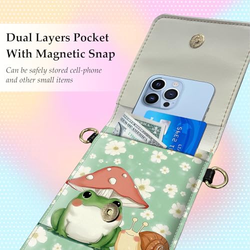 Small Crossbody Bags for Women Touchscreen Cell Phone Bag Cross Body Purses with adjustable Strap,Gifts For Teenage Girls - color: Cute Frog Mushroom Snail
