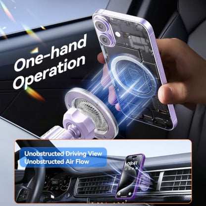 for MagSafe Car Mount,【22 N55 Super Magnets】 Magnetic Phone Holder for Car Air Vent, Cell Phone Mount Car Accessories Compatible with iPhone 17 16 15 14 13 12 Pro Max (Lavender) - color: Lavender