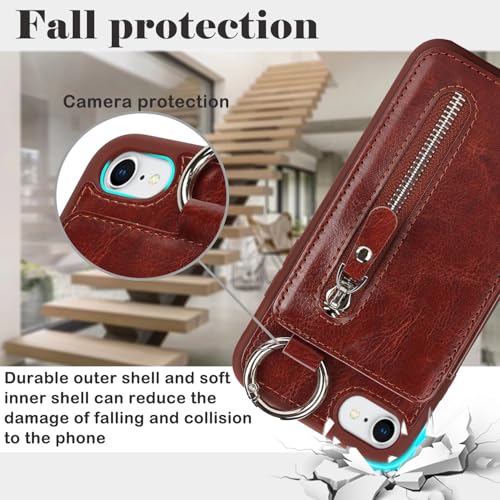 Ｈａｖａｙａ Flip Case for iPhone SE 3rd & 2nd Gen iPhone 8 & 7 - Deep Brown - color: Deep Brown-Ring, size: iPhone SE 3rd & 2nd Gen & 8 & 7 Case