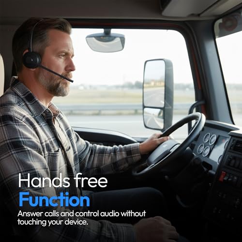 PHILIPS Wireless Headset with Mic for Work, Mono Bluetooth Trucker Headset with AI Noise Cancelling Microphone & Mute Button, All Day Extended Talk Time, Headphones for Office Call Center Computer PC
