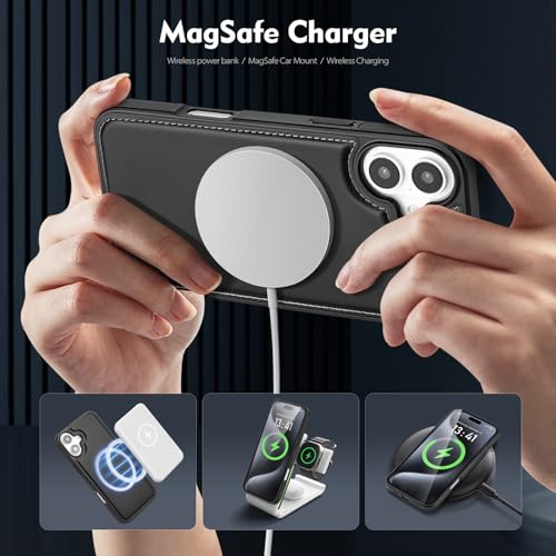 Shieldtop Compatible with MagSafe iPhone 16 Wallet Case,Black | 2 in 1 Detachable Magnetic,Credit Card Holder Slots,RFID Blocking,PU Leather,Kickstand,Flip Folio Phone Cover for Men & Women - color: Black, size: iPhone 16 6.1"
