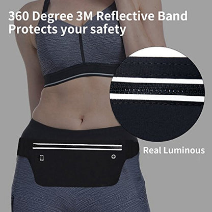 Fanny Packs for Women,Waterproof Fanny Pack for Men,Adjustable Running Belt Waist Pack Slim Expandable Pocket Belt,iPhone Running Holder Cell Phone Elastic Waist Pouch Bag for Galaxy Black - color: 1-Black