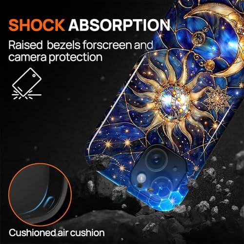 Case Compatible with iPhone 15 Plus, Cute Dual Layer Hybrid Phone Cover, Military Grade Drop Protection, Aesthetic Shockproof Phone Case for Women Girls, Galaxy Sun Moon - color: Galaxy Sun Moon, size: Iphone 15 Plus