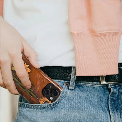 Magnetic Case for iPhone 15, Compatible with Magsafe,PC Hard Shell Silicone Inner Bumper Anti-Scratch Full-Body Cover Shockproof Slim Design Retro Cactus Sunflower - color: Retro Cactus Sunflower, size: iPhone 15