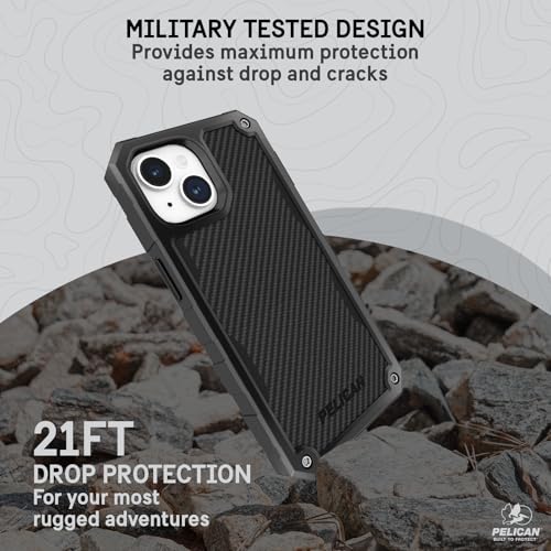 Pelican Shield Series - iPhone 13/14 Case 6.1" [Compatible with MagSafe] [21ft Military Grade Drop Protection] Rugged, Magnetic Charging Phone Case Cover with Belt Clip Holster Kickstand - Black - color: Shield Black, size: iPhone 13/14