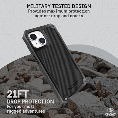 Pelican Shield Series - iPhone 13/14 Case 6.1" [Compatible with MagSafe] [21ft Military Grade Drop Protection] Rugged, Magnetic Charging Phone Case Cover with Belt Clip Holster Kickstand - Black - color: Shield Black, size: iPhone 13/14