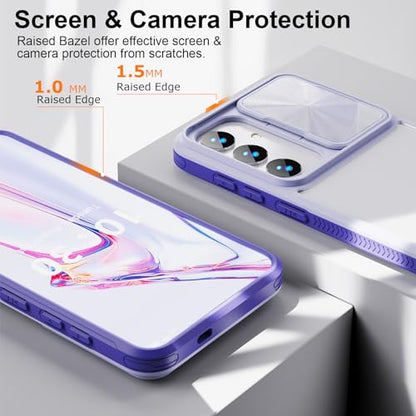 Designed for Samsung Galaxy S25 Ultra Case with Slide Camera Cover, Clear Slim Fit Shockproof Protective Camera Cover Protection Phone Case for S25 Ultra 5G 6.8 inch 2025(Clear Purple) - color: Clear Purple