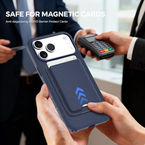 for MagSafe Wallet with Stand, Magnetic Phone Case Set, RFID Blocking, Slim Detachable Stand Card Holder, Tech Fabric for iPhone 17 Pro Max (Blue (Case+ Card Holder), iPhone 17 Pro Max) - color: Blue (Case+ Card Holder)