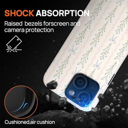 Magnetic for iPhone 14 iPhone 13 Case,[Compatible with Magsafe] Dual Layer Protective Heavy Duty Shockproof Rugged Drop Protection Bumper Hybrid Case - Blue Bow Stripes - color: Blue Bow Stripes, size: iPhone 14 iPhone 13