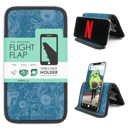 Flight Flap Airplane Phone Holder - Foldable Phone Stand for Plane Travel - color: Topography, size: Large