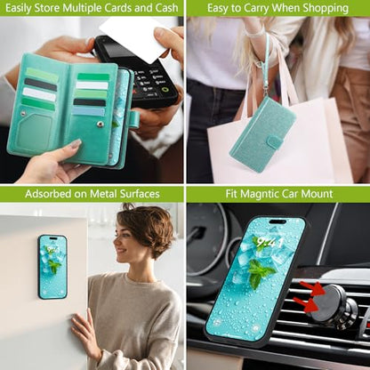 Varikke for iPhone 17 Pro - Case Wallet Magnetic Detachable, Mint Green - color: (Standard) Mint, size: iPhone 17 Pro 6.3"