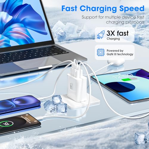 GREPHONE USB C Fast Charger Block,2Pack 60W 5-Port Multiport Charging Block