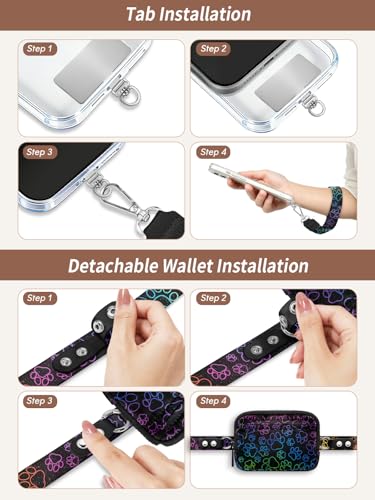 Clip and Go Strap for Phone with Wallet Crossbody Lanyard Dog Paw - color: Dog Paw