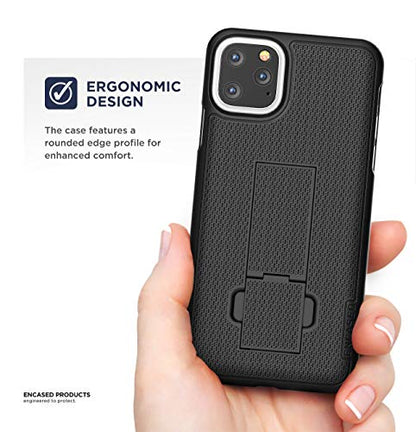 Encased iPhone 11 Pro Max Belt Clip Case (2019 DuraClip) Ultra Slim Cover with Holster (Black) - size: iPhone 11 Pro Max