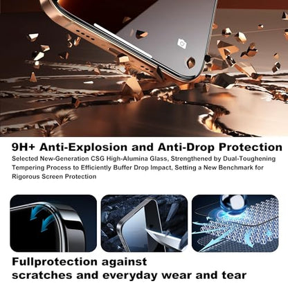 2-Pack 360° 4-Way Anti-Spy Privacy Screen Protector Tempered Glass, Shatterproof, Scratch-Resistant, with Easy Mounting Frame (for iPhone 17 Pro Max) - size: for iPhone 17 Pro Max