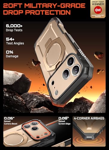 SUPCASE for iPhone 17 Pro Case with Tempered Glass Screen Protector, Desert | Camera Control Cover, Compatible with MagSafe, Built-in Kickstand, Anti-Slip Grip, Full-Body Magnetic Phone Case, UBGrip Pro - color: Desert