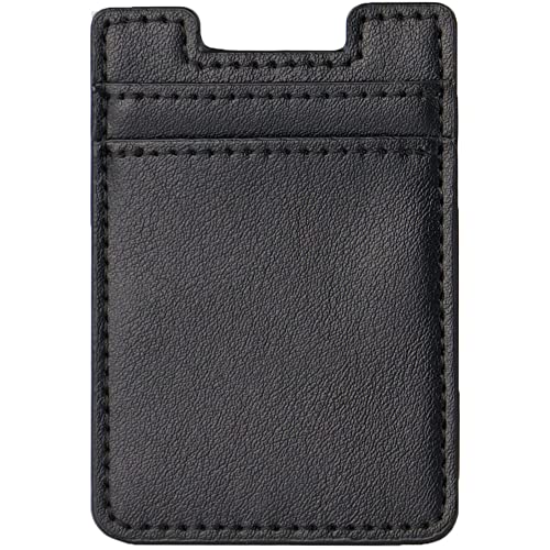 2Pack Phone Card Holder,Leather Phone Wallet Adhesive Stick On Credit Card Pocket for Back of Phone Case iPhone and Android-Black - color: Black,Black