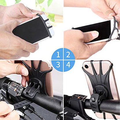 Kinizuxi 2 Pack Universal Bike Phone Mounts, 360 Rotation Silicone Holders for iPhone and Samsung, Compatible with 4.7-6.8 Inches Phones, Easy Installation - color: Black 2 Pack