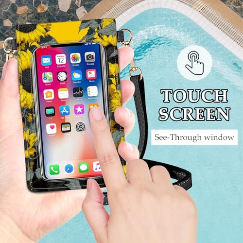 Small Crossbody Bags for Women Touchscreen Cell Phone Bag Cross Body Purses with adjustable Strap,Gifts For Teenage Girls - color: Black Cat & Sunflower