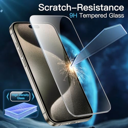 JETech Screen Protector for iPhone 15 Pro Max, 2-Pack - size: iPhone 15 Pro Max