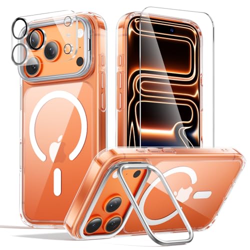 3in1 for Camera Stand for iPhone 17 Pro Max Case with 1X Screen Protector +1X Camera Cover,Fit for MagSafe, Anti-Yellowing & Scratch-Resistant Back Phone Case for iPhone 17 Pro Max 6.9", Clear - color: Clear Camera stand, size: Iphone 17 Pro Max