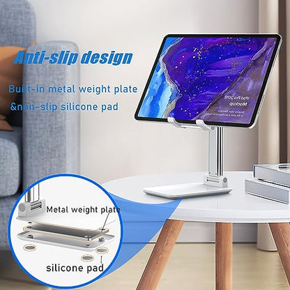 Phone Stand for Desk, Cell Phone Holder Cute Smart Cellphone Stand Foldable Stands Compatible with Under 8" Devices, Office Accessories, Pink - color: E-Green