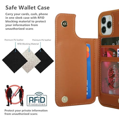 iCoverCase Compatible with iPhone 11 Pro Phone Case with Card Holder, Wallet Case for Women Men RFID Blocking PU Leather Protective Case 5.8 Inch (Light Brown) - color: Light Brown
