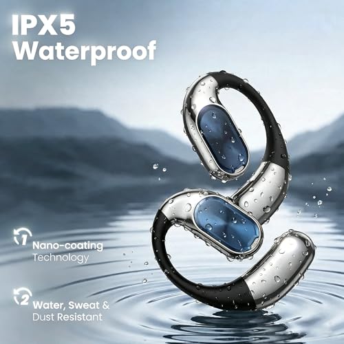 Open-Ear Headphones, Bluetooth 6.0 Wireless Earphones White - color: White