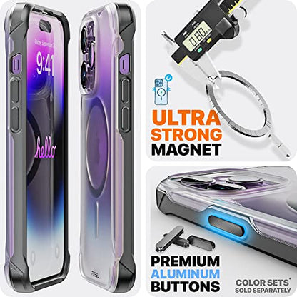 REBEL Clear Case for iPhone 14 Pro [Frosted Series Gen-4] Strong MagSafe Compatible, Translucent, Matte Texture, Protective Shockproof Bumpers, Metal Buttons, 6.1 Inch Phone Cover 2023 (Frosted Black) - color: Frosted Black, size: iPhone 14 Pro