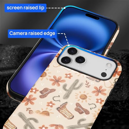 ZHEGAILIAN Case Compatible with iPhone 17 Pro Max,Hybrid 2-Layer Hard Shell for Girl Boy Women Men,Denim Boots Cactus - color: Denim boots cactus, size: iPhone 17 Pro Max