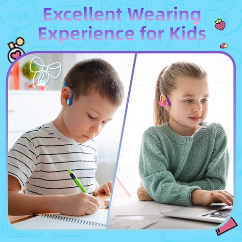 Mehomeli 2 Pack Kids Headphones, Bluetooth 5.2 Open Ear Headphones - color: Blue Purple