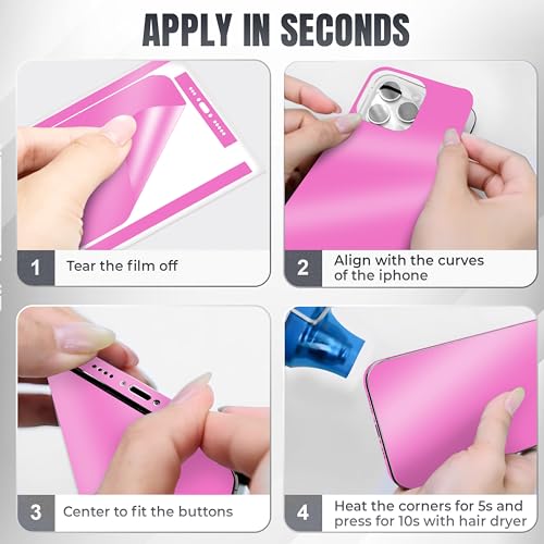 2Pcs Skin Wrap Compatible for iPhone 15 Pro – Slim Decal Vinyl Protective Film for Sides & Back – Sleek Fit, Premium Look – Compatible with All iPhone 15 Pro Cases - Pink - color: Pink