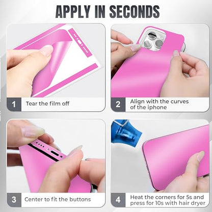 2Pcs Skin Wrap Compatible for iPhone 15 Pro – Slim Decal Vinyl Protective Film for Sides & Back – Sleek Fit, Premium Look – Compatible with All iPhone 15 Pro Cases - Pink - color: Pink