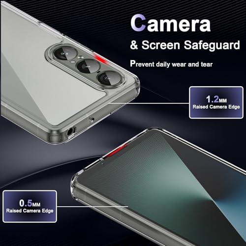 Case for Sony Xperia 1 VII, Military Grade Drop Protection Phone Case, Yellowing Resistant, Anti-Scratch Hard PC Back, Shockproof Hard Ultra-Thin Protective Cover, Clear - size: Sony Xperia 1 VII