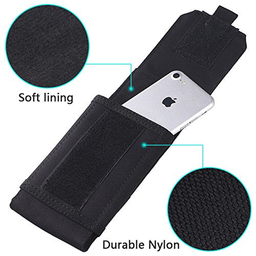 Tactical Molle Phone Cover Case, Heavy Duty Loop Belt Holster Pouch for iPhone 17 Pro Max/16 Pro Max/16 Plus/16 Pro/16/15 Pro Max/14 Pro Max/13 Pro Max, for Galaxy S24 Ultra - color: Black