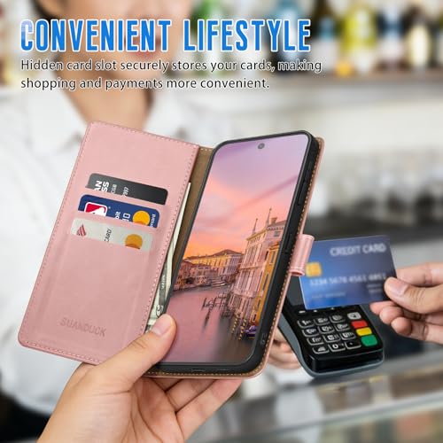 Wallet Case for Samsung Galaxy A16 5G, Pink | RFID-Blocking Card Holder, Kickstand, Magnetic Closure, PU Leather Folio Flip Cover, Protective Women Men Cases - color: Rose Gold, size: SamsungGalaxy A16