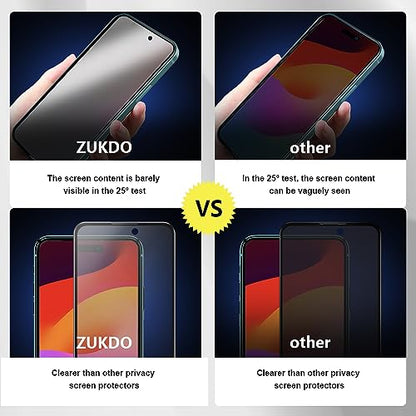 for iPhone 15 6.1" Matte Privacy Screen Protector with Camera Lens Protector Full Coverage Anti-glare Anti-spy Tempered Glass Film Anti-fingerprint Easy Installation - size: iPhone 15