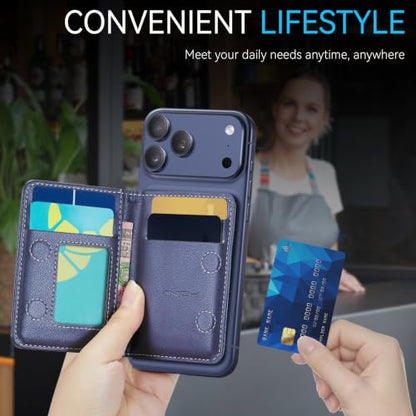 Vinich for MagSafe Wallet Magnetic RFID Blocking Card Holder, Dark Blue - color: Luxury Fashion Blue