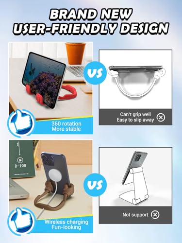 Stocking Stuffers for Teens Girls Boys Gifts for Christmas Cell Phone Stand - color: Red & Brown