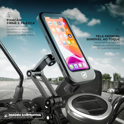 Gshield, Support Dual Tech, 6.7 inch Waterproof Adjustable Bicycle Phone Holder Motorcycle Mobile Phone Holder GPS Holder 360° Swivel Stable Anti-Vibration Mobile Mount Holder for Handlebars.