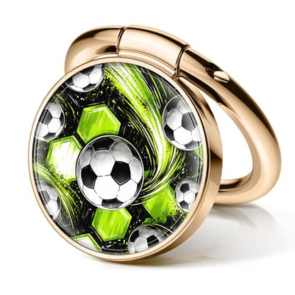Cell Phone Ring Holder, Cute Metal Phone Grip Stand Finger Ring Kickstand, Flexible 360°Rotation Phone Tablet Case Accessories Compatible with Most Phones Green Neon Soccer - color: Green Neon Soccer