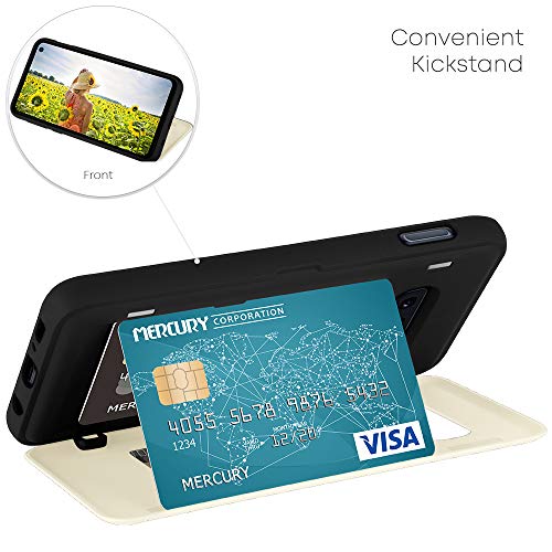 GOOSPERY Magnetic Door Bumper Compatible with Galaxy S10e, Card Holder Wallet Case Easy Magnet Auto Closing Protective Dual Layer Sturdy Phone Back Cover - White - color: White, size: Galaxy S10E