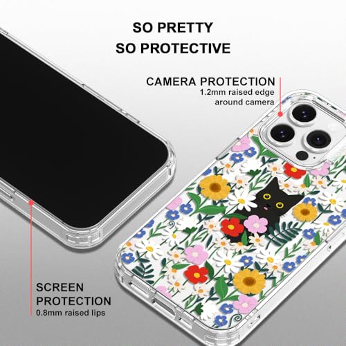 MOSNOVO Case for iPhone 13 Pro, [Compatible with Magsafe] [Buffertech 6.6ft Military-Grade Drop Protection] [Anti Peel Off Tech] Clear Phone Case Design - Black Cat in Garden - color: Black Cat in Garden, size: iPhone 13 Pro