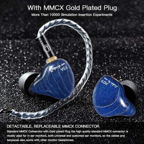 DEMAKE in Ear Monitor with Detachable 3.5mm Cable, with Mic - color: Blue, size: With Mic
